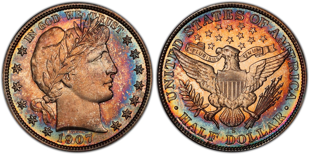 1907-S Barber Half Dollar condition rarity example showing the S mint mark and premium grade surfaces