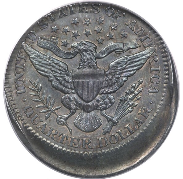 1907 Barber Half Dollar off-center strike error showing misaligned design and blank unstruck planchet crescent